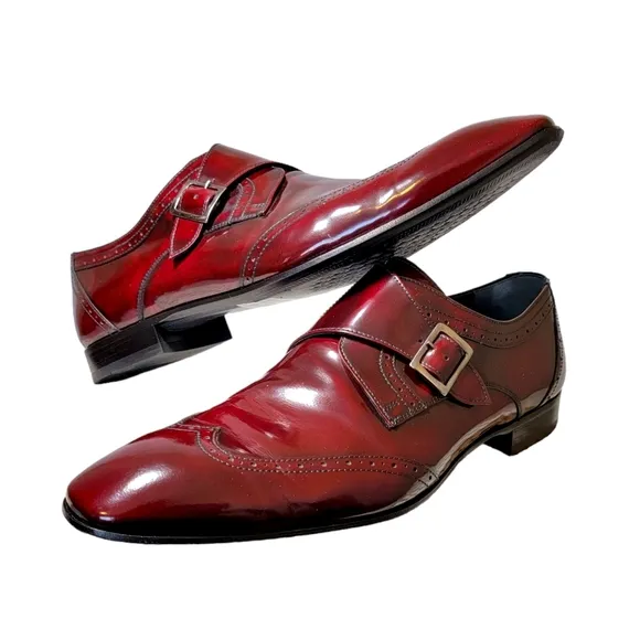TERGAN Men's Leather Shoes Size 42 Cognac Brown Red