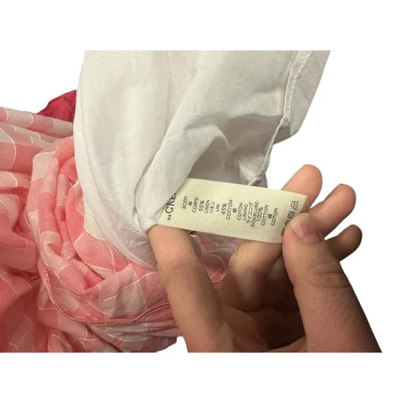 The Great Lagoon Dress Pink Gingham Smocked Linen Midi Dress