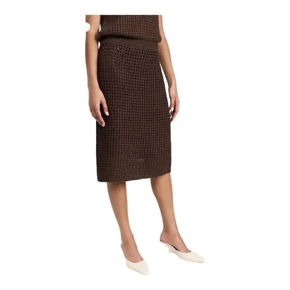 Theory Brown Knit Pima Cotton Skirt Size Small