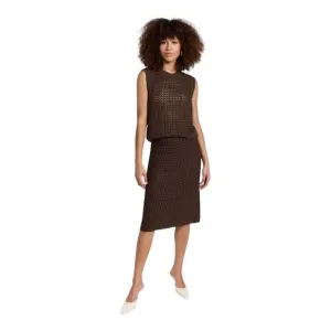 Theory Brown Knit Pima Cotton Skirt Size Small
