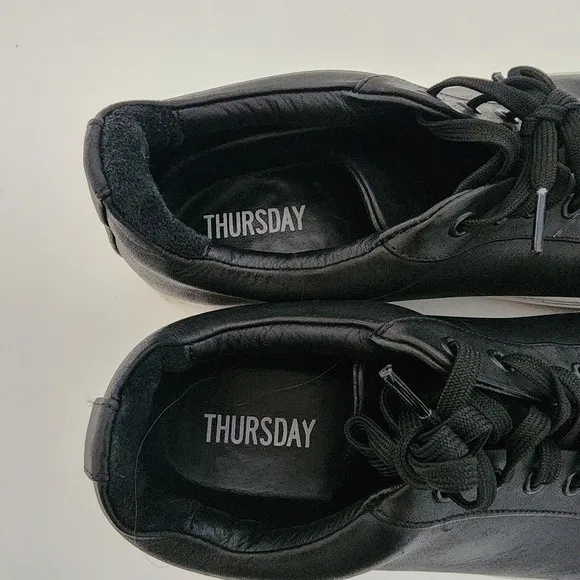 Thursday Premier Everyday Black Leather Low Top Sneakers Mens Shoes Size 12