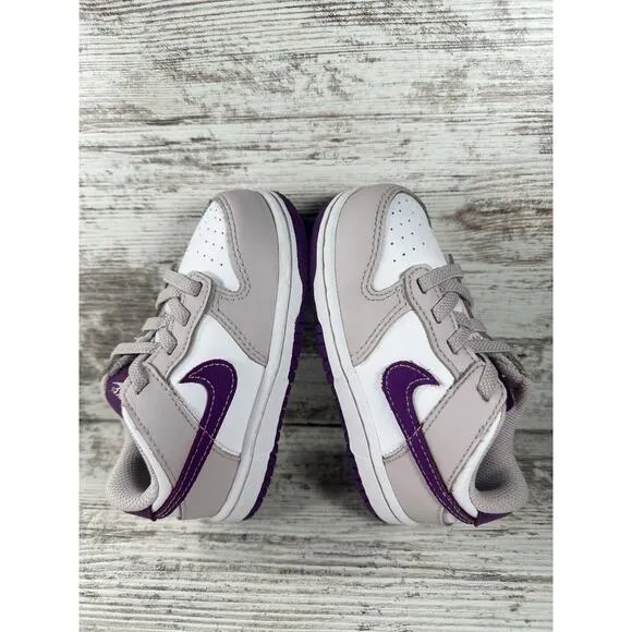 Toddler Nike Dunk Low TD White/Platinum/Violet Sneakers Sz 8C EUC!