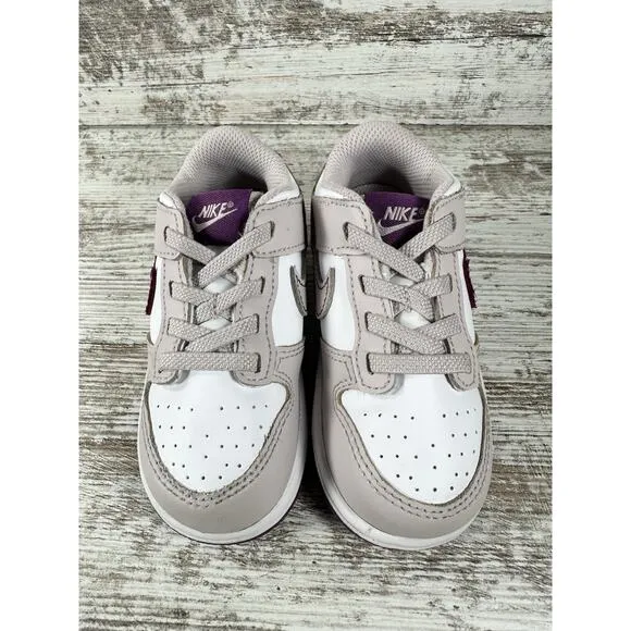 Toddler Nike Dunk Low TD White/Platinum/Violet Sneakers Sz 8C EUC!