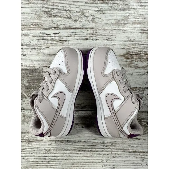 Toddler Nike Dunk Low TD White/Platinum/Violet Sneakers Sz 8C EUC!