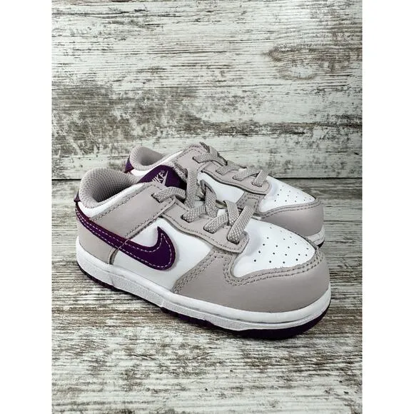 Toddler Nike Dunk Low TD White/Platinum/Violet Sneakers Sz 8C EUC!