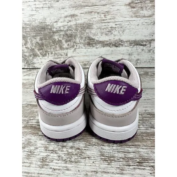 Toddler Nike Dunk Low TD White/Platinum/Violet Sneakers Sz 8C EUC!