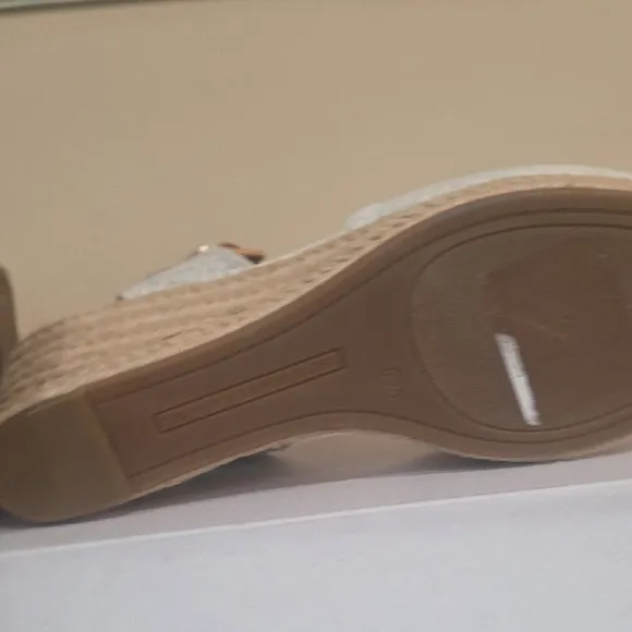 Tommy Hilfiger Elegant Cream and Tan Wedge Sandals Size 71/2New.