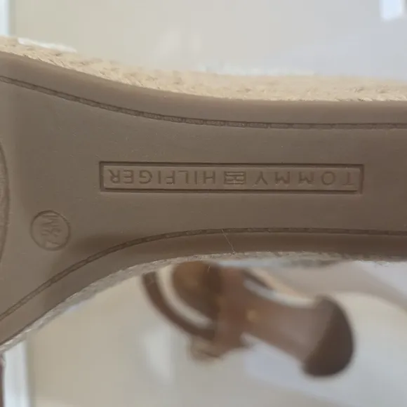 Tommy Hilfiger Elegant Cream and Tan Wedge Sandals Size 71/2New.