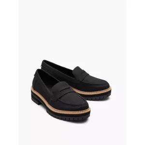 Toms Cara 10020224 Loafer Womens US 7 Black Leather Casual Comfort Shoes ZPO2298