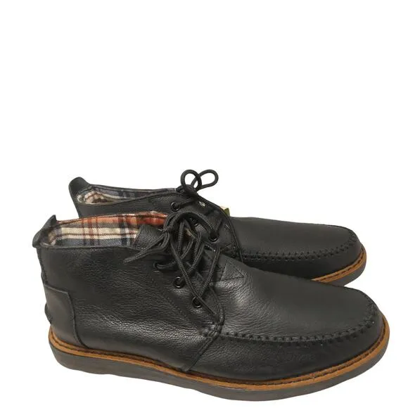 Toms Chukka black Leather Lace Up shoes Men size US 11.5