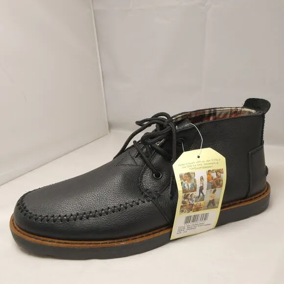 Toms Chukka black Leather Lace Up shoes Men size US 11.5