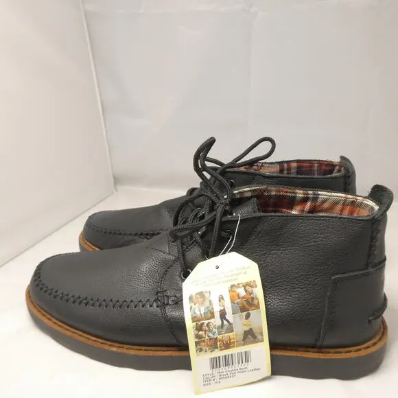 Toms Chukka black Leather Lace Up shoes Men size US 11.5