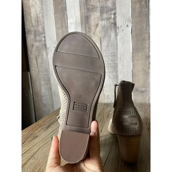 Toms Majorca Ankle Leather Pump Open Toe Heels Sandals Shoes