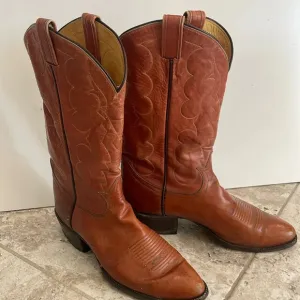 TONY LAMA Mens Size 9.5 Brown All Leather Cowboy Western Boots