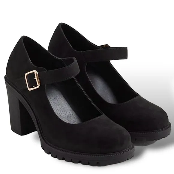TORRID Mary Jane Lug Sole 9WW Black Brushed Suede Corpcore Dark Academia Gothic