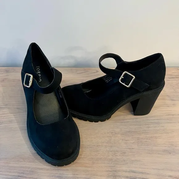 TORRID Mary Jane Lug Sole 9WW Black Brushed Suede Corpcore Dark Academia Gothic