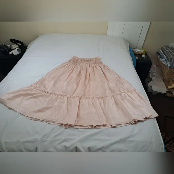Tory Burch CORDED Silk SKIRT Iced Pink Size 8