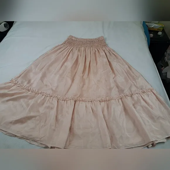 Tory Burch CORDED Silk SKIRT Iced Pink Size 8