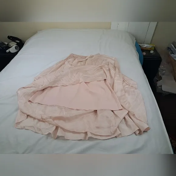 Tory Burch CORDED Silk SKIRT Iced Pink Size 8
