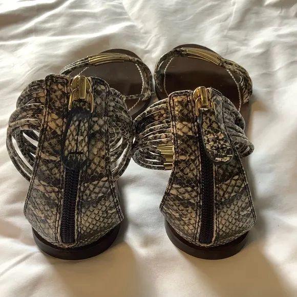 Tory Burch Metallic Brown and Gold Sandals with Ankle Strap