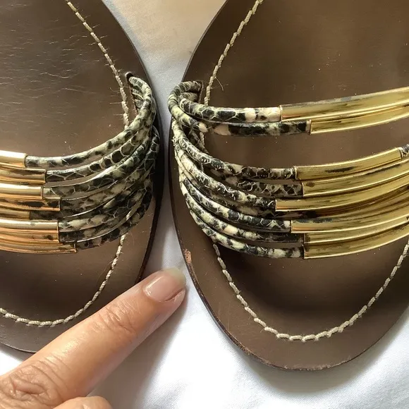 Tory Burch Metallic Brown and Gold Sandals with Ankle Strap