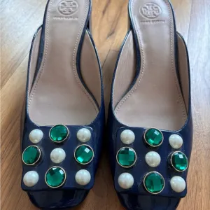 Tory Burch Navy and Green Embellished Women's Shoes