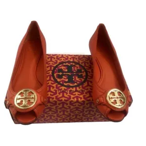 Tory Burch Shoes Leather Size 9 Leticia Open Toe Wedge poppy red orange