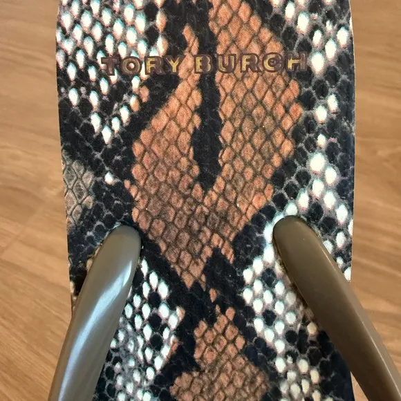 Tory Burch- snakeskin flip flop sandals