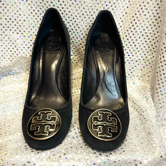 Tory Burch | Women’s Black and Gold Women's Heels w/ Tory Burch Bag | 7.5