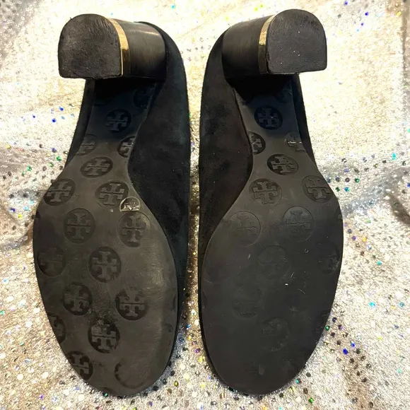 Tory Burch | Women’s Black and Gold Women's Heels w/ Tory Burch Bag | 7.5