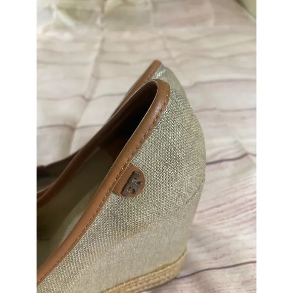 Tory Burch Women's Majorca Open Toe Metallic Wedge Shoes - 37