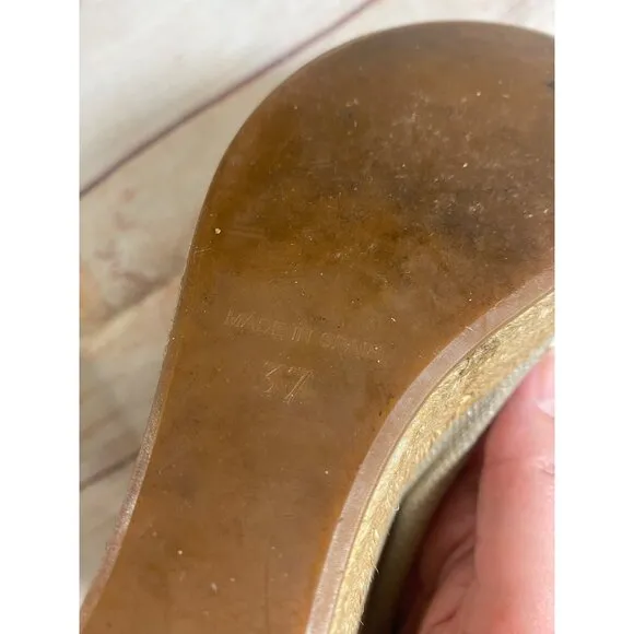 Tory Burch Women's Majorca Open Toe Metallic Wedge Shoes - 37