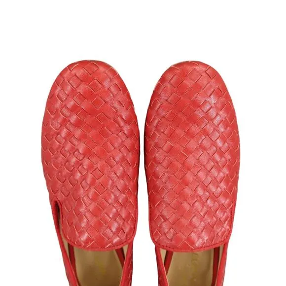 Trotters Shoes Womens 7 Loafer Slip On Woven Leather Red Fashion Career Classic