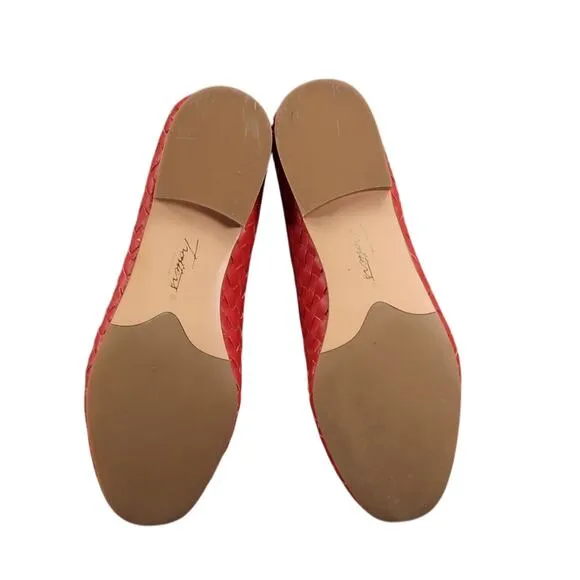 Trotters Shoes Womens 7 Loafer Slip On Woven Leather Red Fashion Career Classic