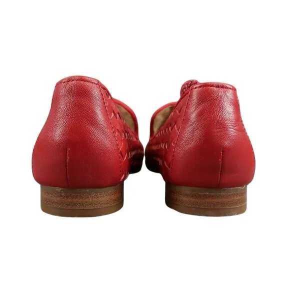 Trotters Shoes Womens 7 Loafer Slip On Woven Leather Red Fashion Career Classic