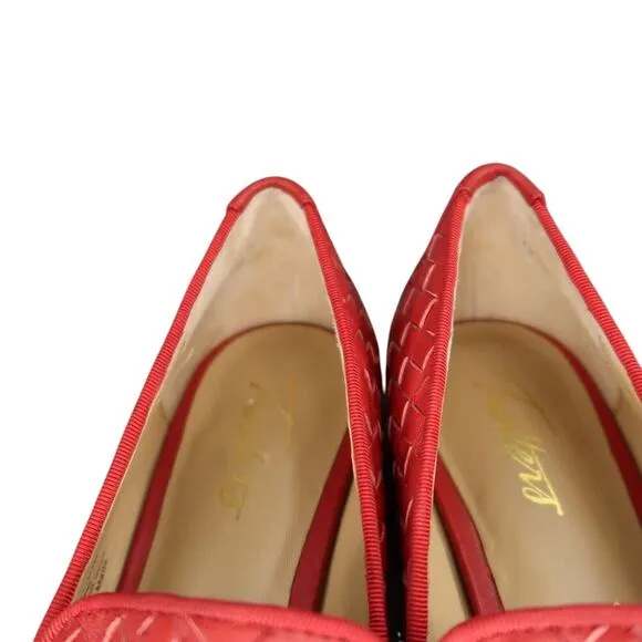 Trotters Shoes Womens 7 Loafer Slip On Woven Leather Red Fashion Career Classic