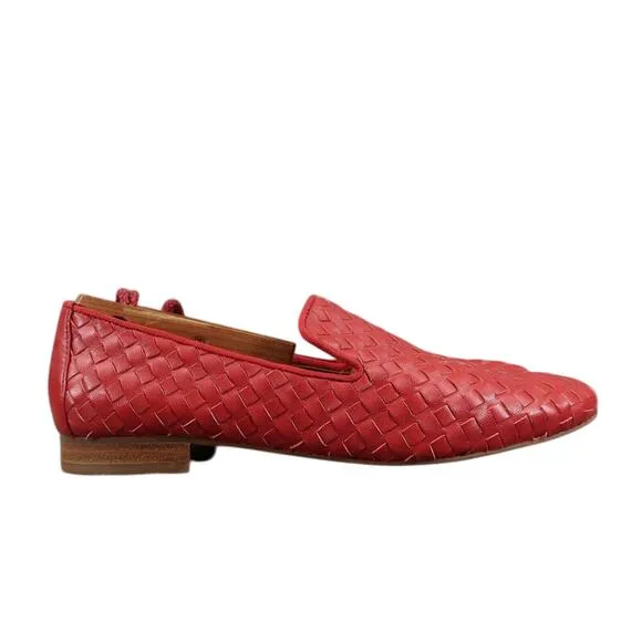 Trotters Shoes Womens 7 Loafer Slip On Woven Leather Red Fashion Career Classic