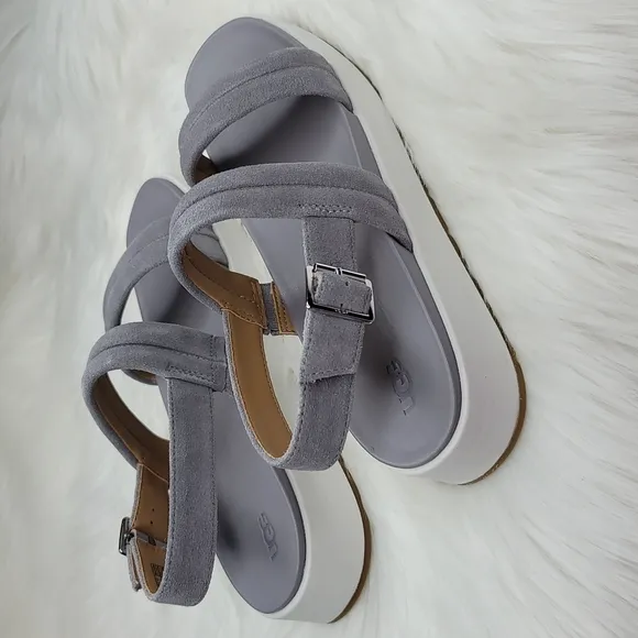 UGG Lynnden Sandal with Buckle Soft Amethyst Purple and White