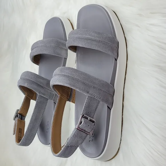 UGG Lynnden Sandal with Buckle Soft Amethyst Purple and White