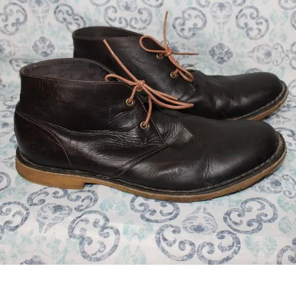 UGG Men's Dark Brown Leather Chukka LaceUp Ankle Boots Shoes‎ Size 12