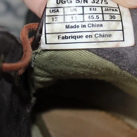 UGG Men's Dark Brown Leather Chukka LaceUp Ankle Boots Shoes‎ Size 12