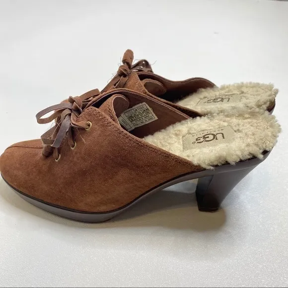UGG Shearling Lined Heeled Slides 344