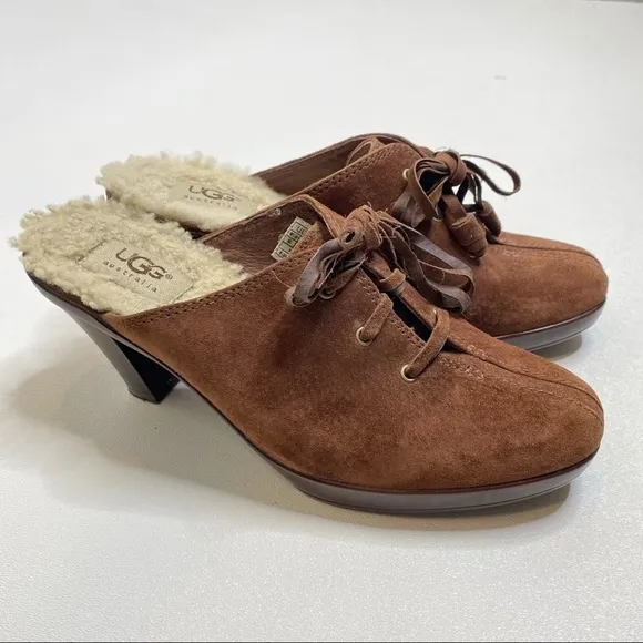 UGG Shearling Lined Heeled Slides 344