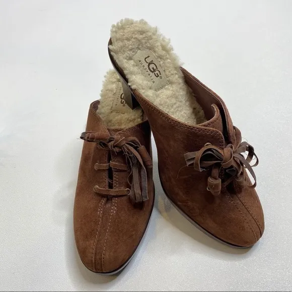 UGG Shearling Lined Heeled Slides 344