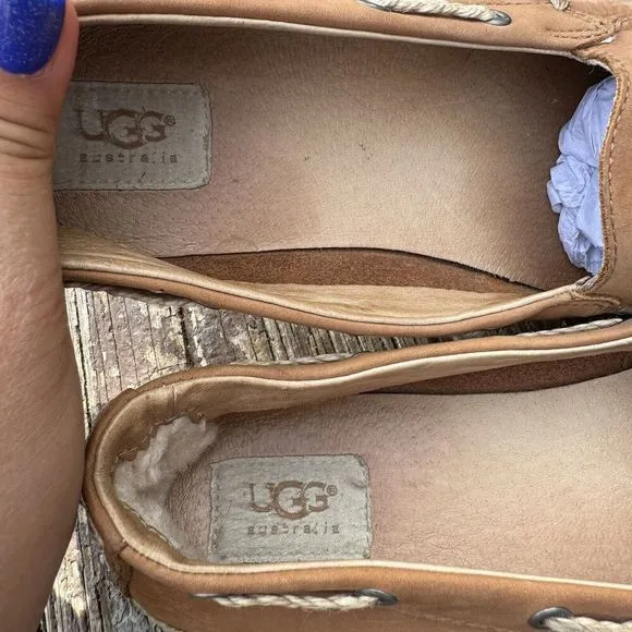 UGG Women's Chivon Leather Moccasin Shoes Brown Size 9 S/N 1004111