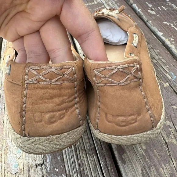 UGG Women's Chivon Leather Moccasin Shoes Brown Size 9 S/N 1004111