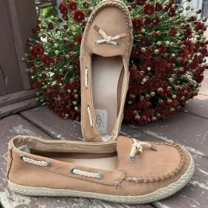 UGG Women's Chivon Leather Moccasin Shoes Brown Size 9 S/N 1004111
