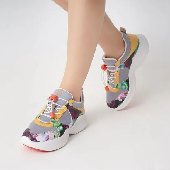 UIN Women's Chunky Fashion Sneaker Walking Casual Shoes (Dye-Isabel Palma)No Box