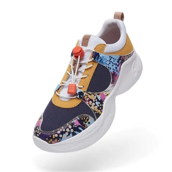 UIN Women's Chunky Fashion Sneaker Walking Casual Shoes (Dye-Isabel Palma)No Box
