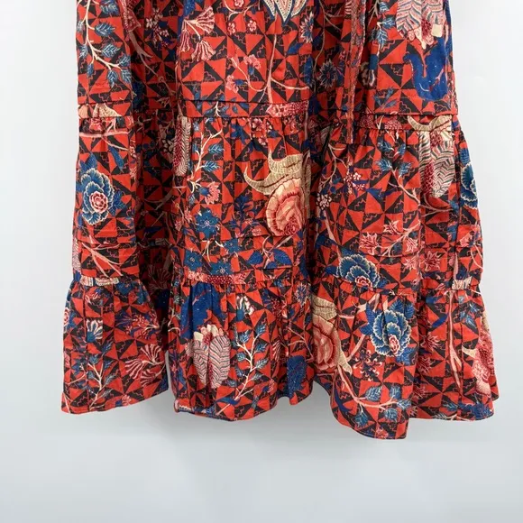 Ulla Johnson Maude Short Puff Sleeve Floral Wrap Mini Dress in Hibiscus‎ Sz 0